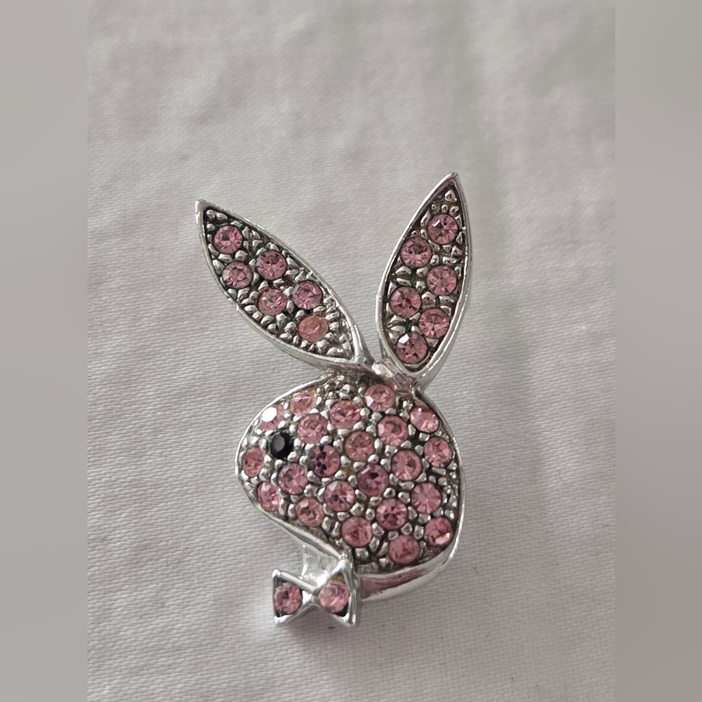 Pink Crystal Playboy Bunny Pendant/Charm